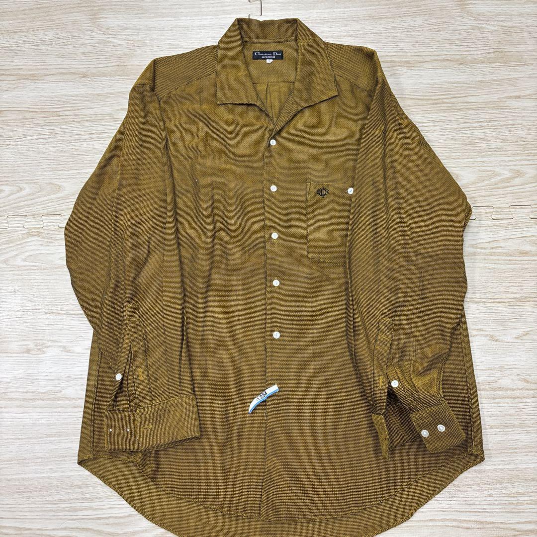 Christian Dior Monsieur Lサイズ イエローブラウンシャツ