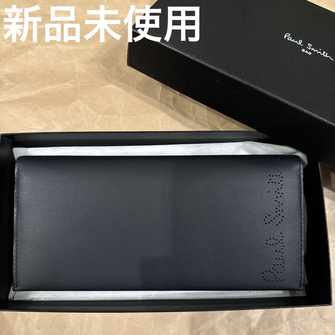 ポールスミス 新品未使用 レシートストーリー 長財布(ネイビー)