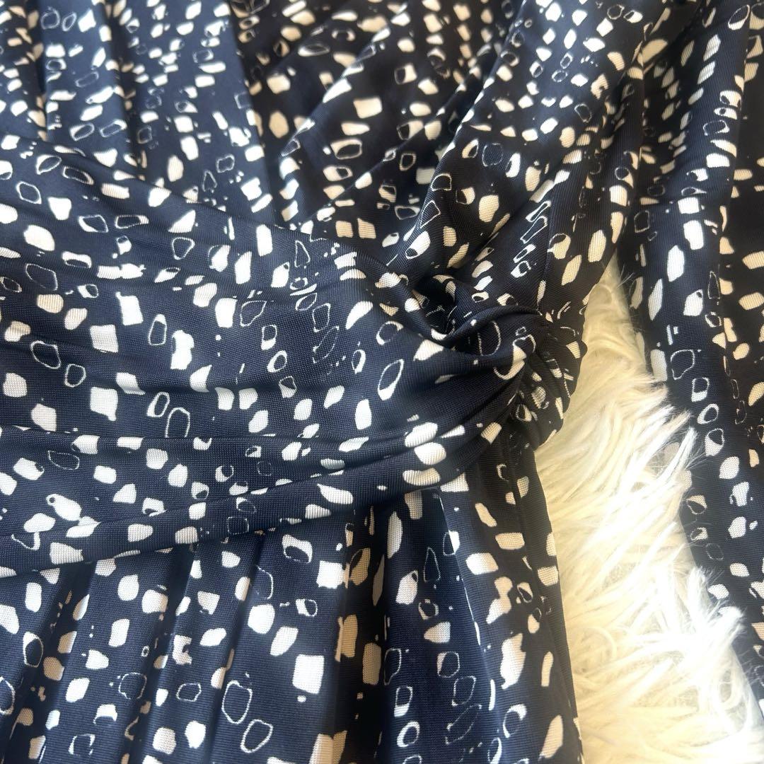 人気　美品　MAXMara カシュクール　シャーリング　総柄ロングワンピース　L