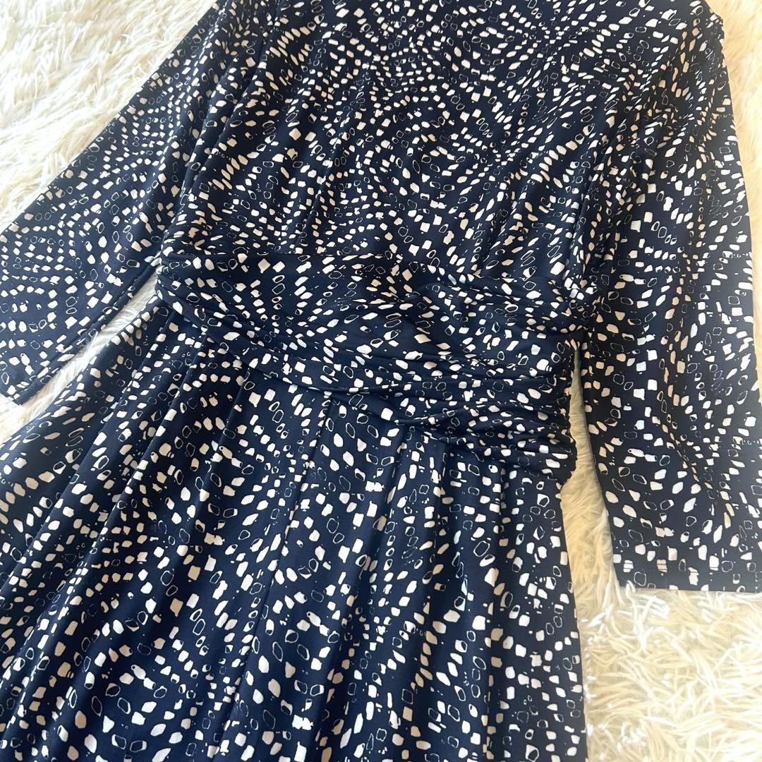 人気　美品　MAXMara カシュクール　シャーリング　総柄ロングワンピース　L