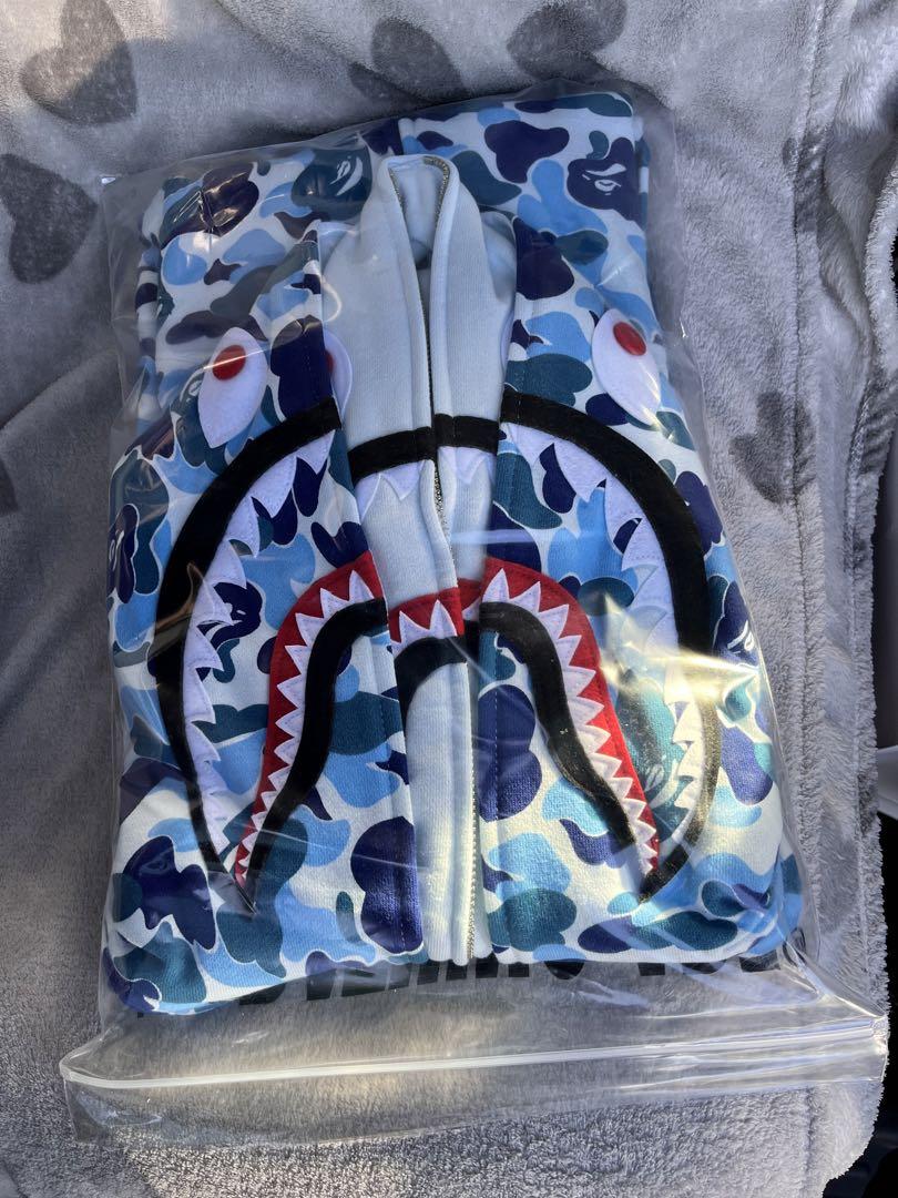 トップス BAPE BLUE DOUBLE SHARK FULLZIPHOODIE 2XL