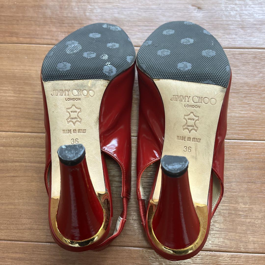JIMMY CHOO レッドパテントサンダル - メルカリ