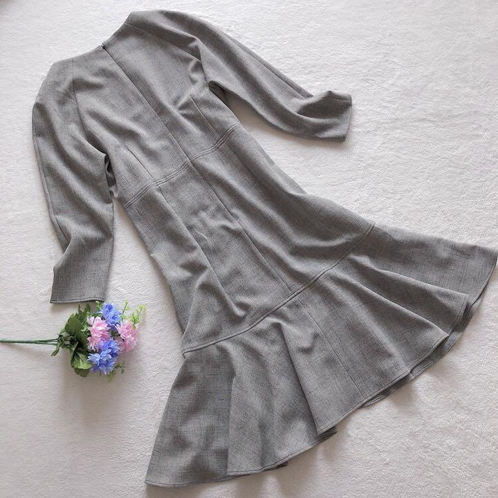 カラーグレ⊢ 美品 マーメイドラインワンピース グレー 38 yAZ62-m40650861202 洗える ロペ ROPE' なマーメイ