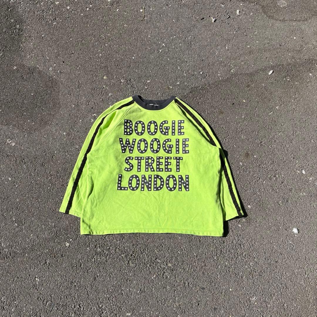 90s BW CLUB ライムグリーン y2k メンズ　スウェット　ラグラン