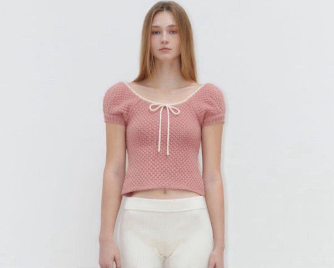 SINOON PUFF HALF KNIT TOP パフハーフニットトップス