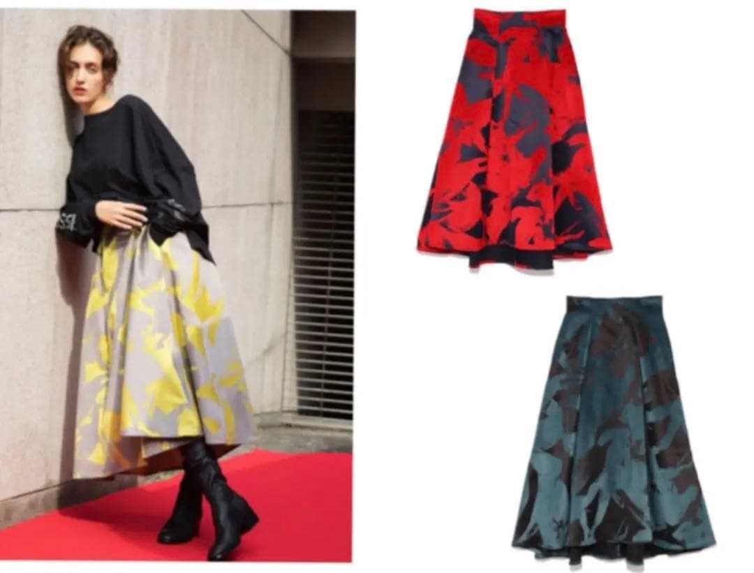 フレイアイディー FRAY I.D★フロッキーフレアースカート　グリーン I.D★フロッキーフレアースカート　グリーン FRAY フレイアイディー[フレイアイディー]