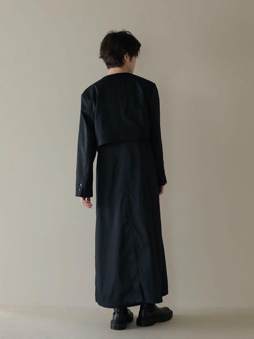 新品 ETRE TOKYO ノーカラークロップドジャケット ネイビー
