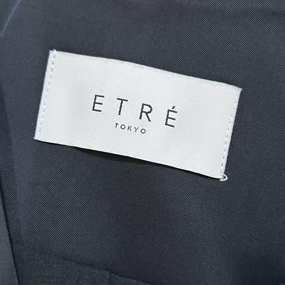 新品 ETRE TOKYO ノーカラークロップドジャケット ネイビー