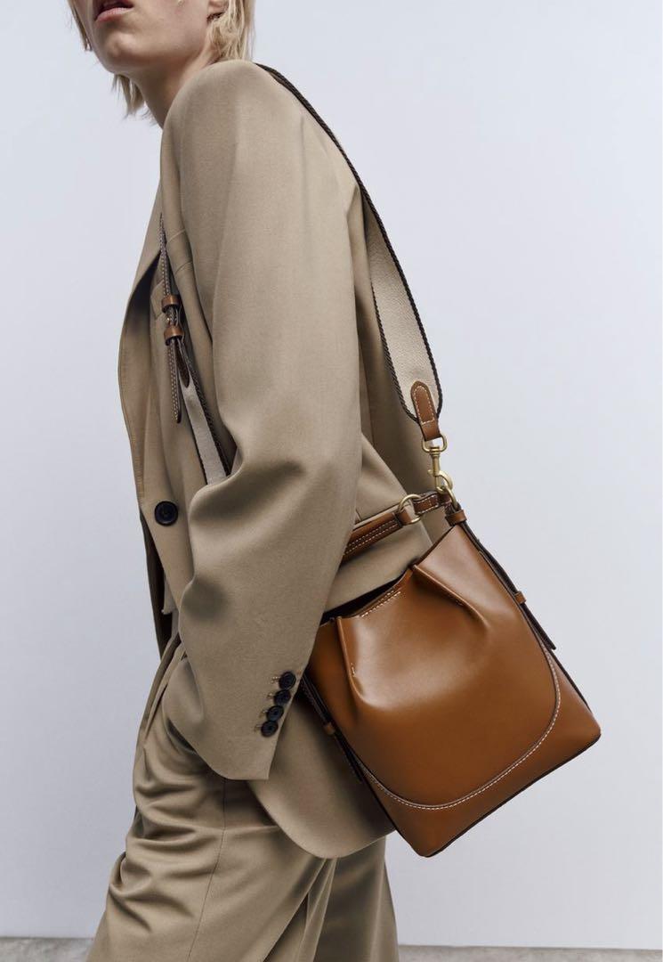ZARA トップステッチ バケットバッグ - メルカリ