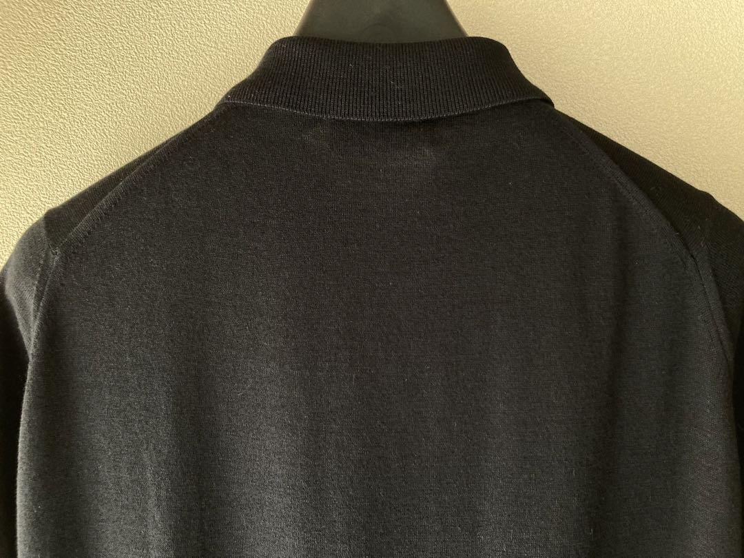 新品 JOHN SMEDLEY ウールコットン 30G ニットポロ ブラック M