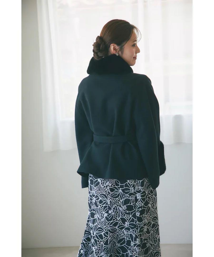 【tocco closet】２ＷＡＹファー＆ベルト付きケープライクコート