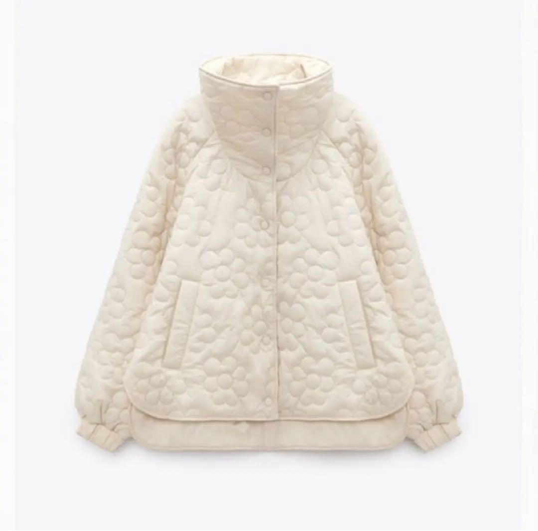 zara フラワーキルティングジャケット