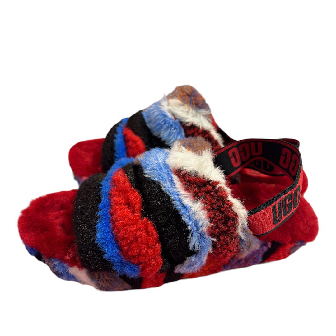 レア　アグ　UGG フラッフイヤー　スライド カリコラージュスリッパ  24cm