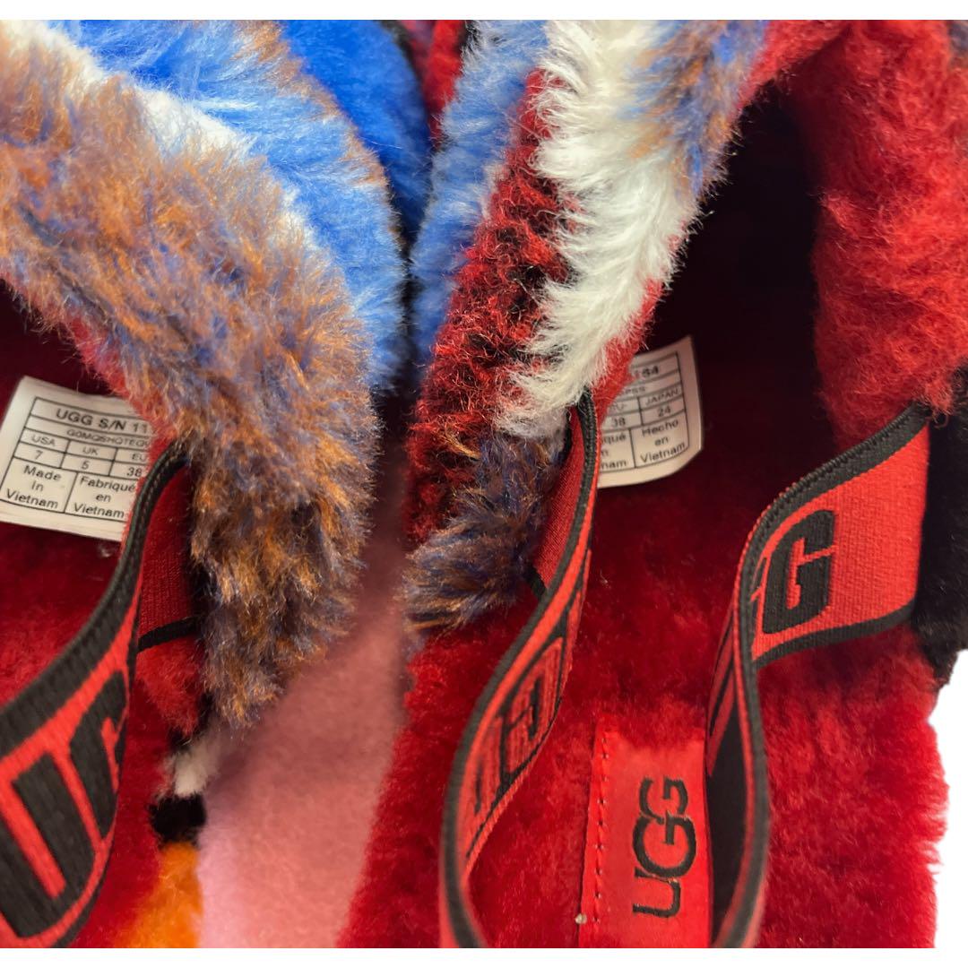 レア　アグ　UGG フラッフイヤー　スライド カリコラージュスリッパ  24cm