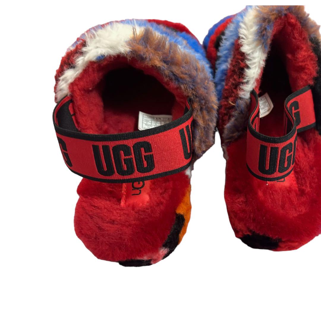 レア　アグ　UGG フラッフイヤー　スライド カリコラージュスリッパ  24cm