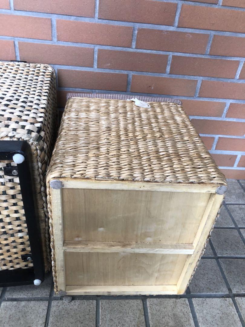 h 収納家具　収納ボックス　ベンチ　椅子　チェア　ラタン　ヴィンテージ　スツール