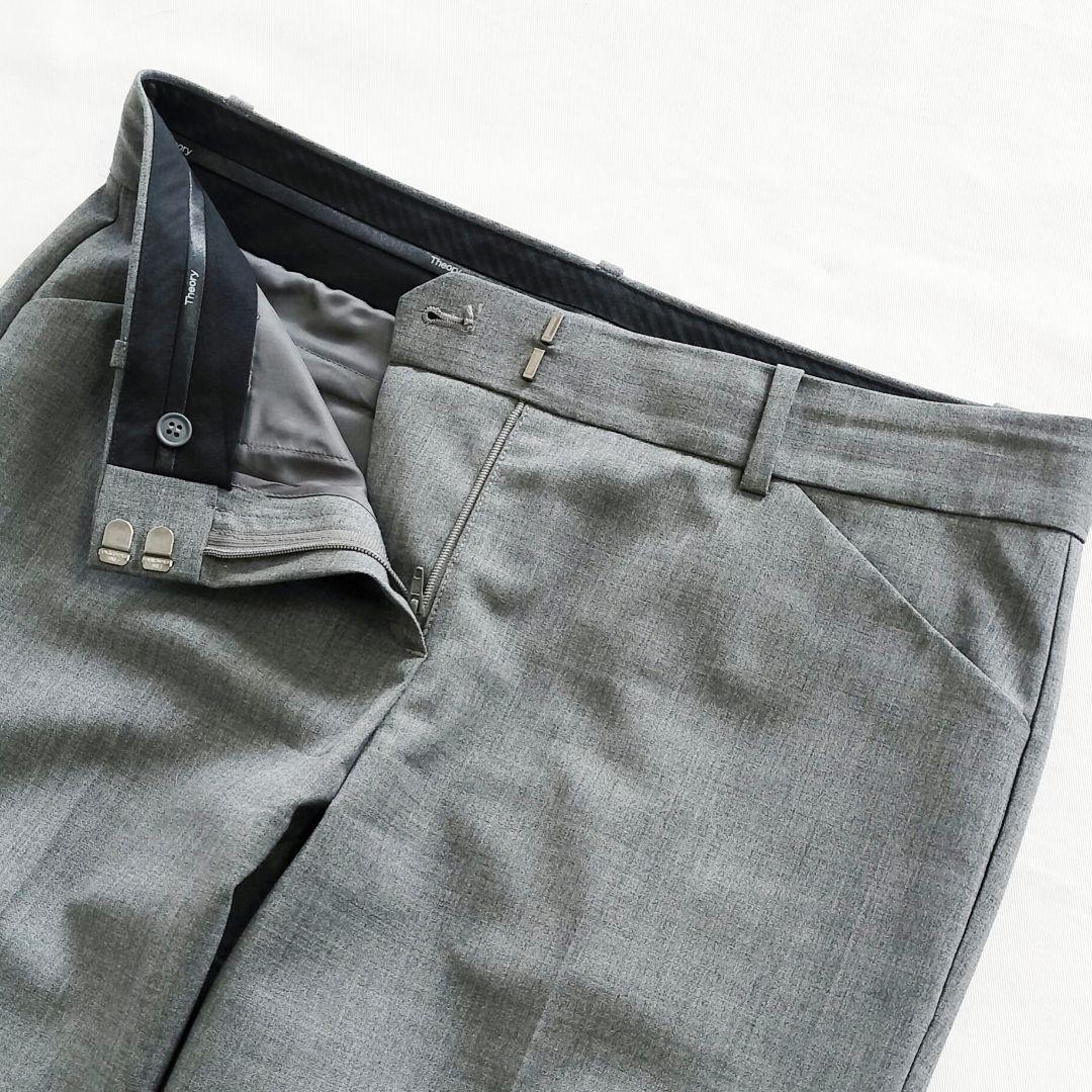 美品 theory パンツ ウール混 グレー シーズンレス サイズ4 セオリー