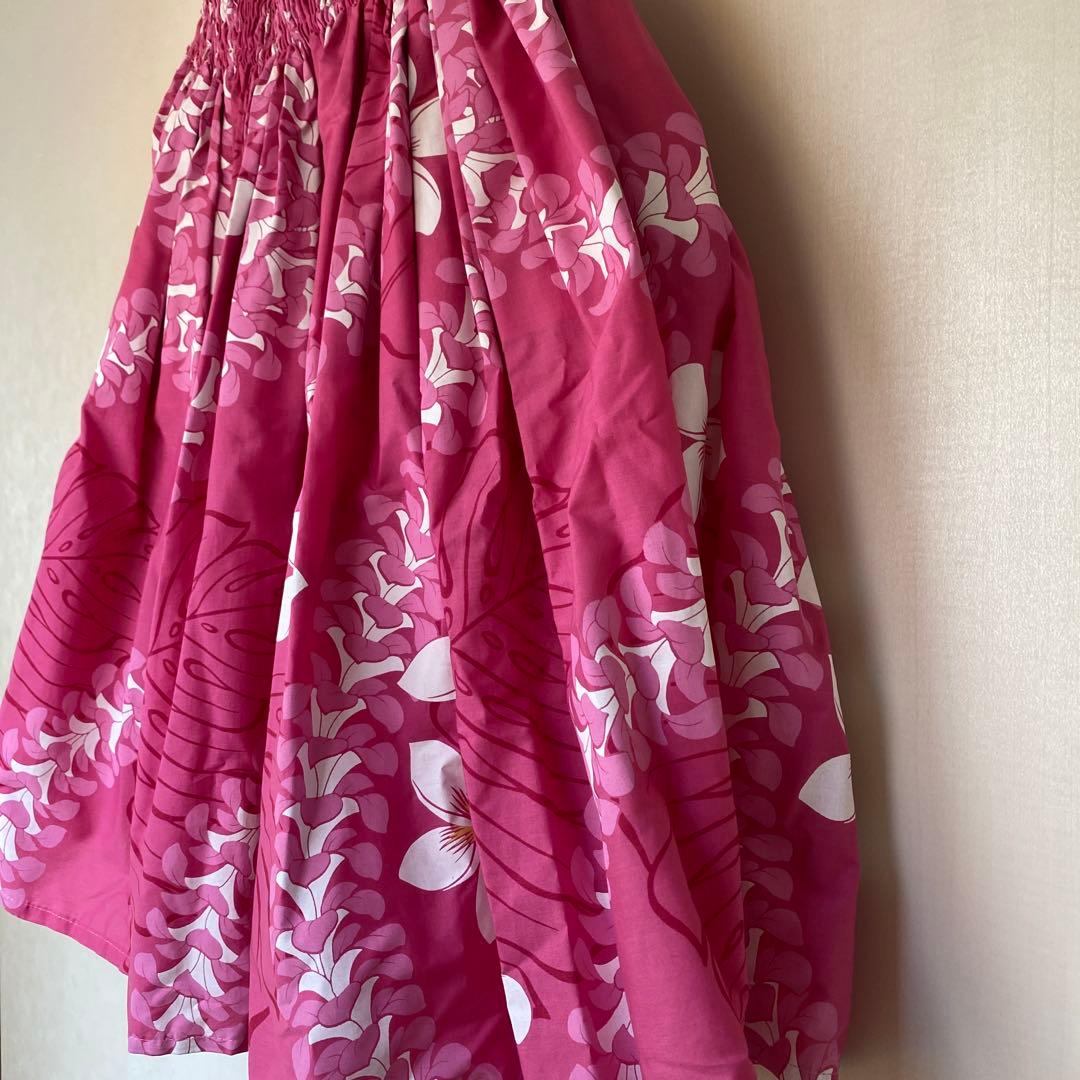 フラダンス用スカート ピンク 花柄　丈78 フラダンス用花柄スカート ピンク - メルカリ