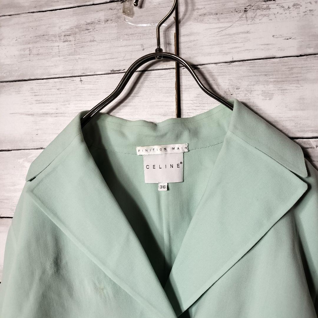 CELINE スカートスーツ セットアップ ダブルジャケット ビッグカラー CELINE スカートスーツ セットアップ ダブルジャケット ビッグカラー