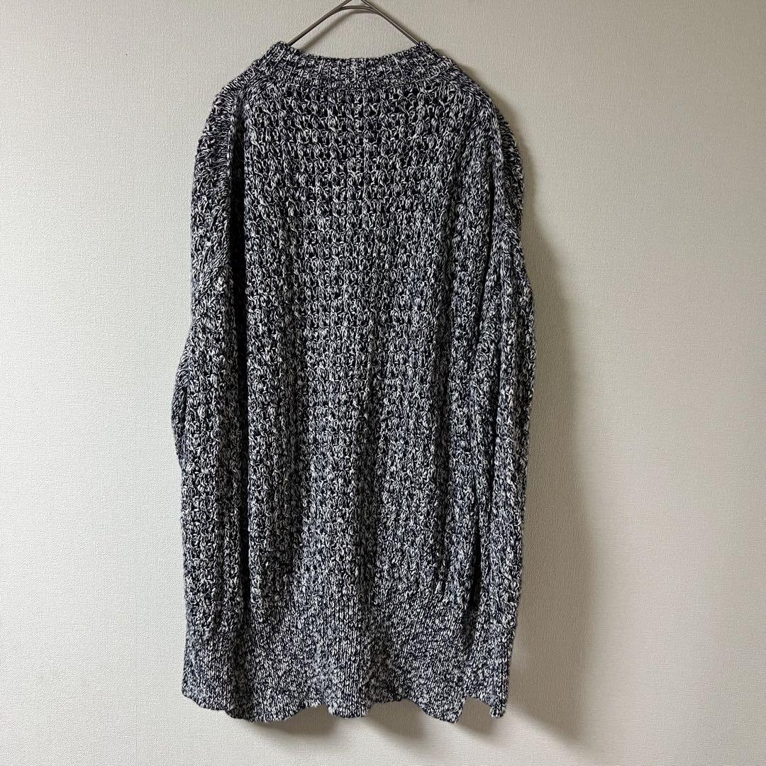 JIL SANDER/オーバーサイズ メランジニット/XS/ネイビー×ホワイト