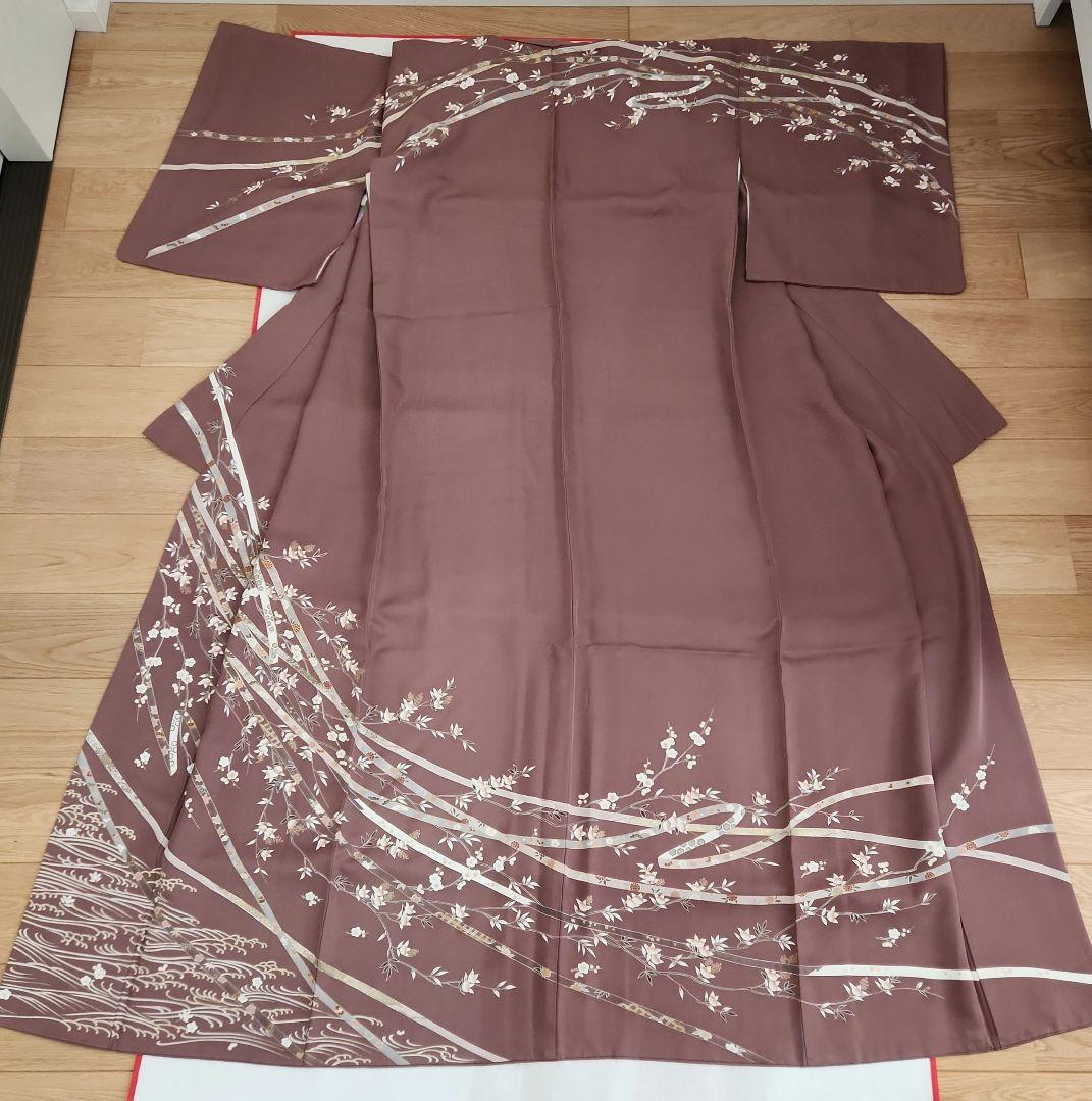 美品 金駒刺繍鬘帯文訪問着 美品加納幸袋帯 帯揚げ 帯締め フルセット 美品 金駒刺繍鬘帯文訪問着 美品加納幸袋帯 帯揚げ 帯締め フルセット