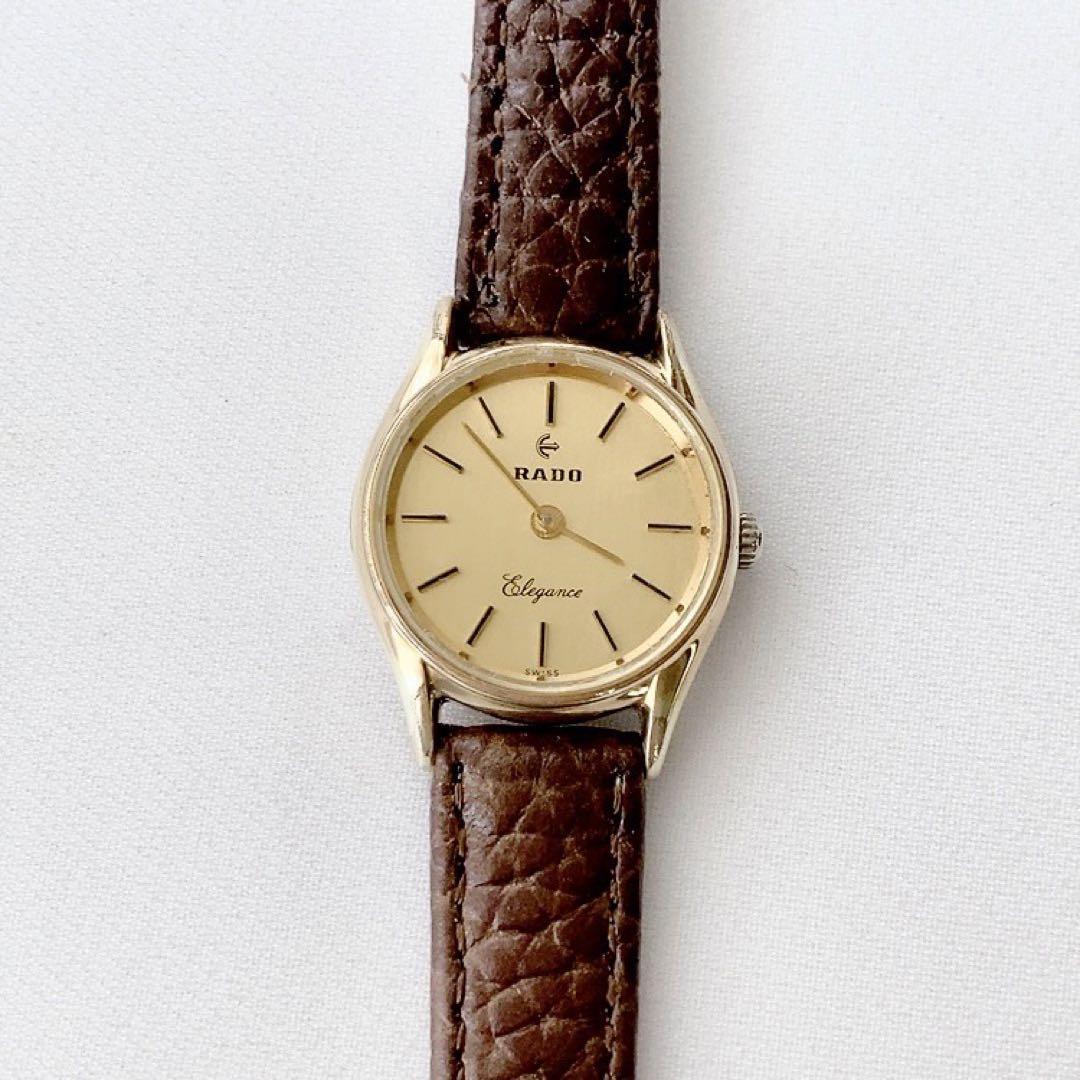大人上品なおすすめコーデ RADO 17石 レディース手巻き腕時計 稼動品 茶色ベルト未使用 2針 時計