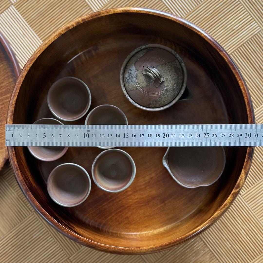 SNT546 備前焼 宝瓶 湯冷し 煎茶椀 讃岐彫 茶櫃 煎茶道具 茶器