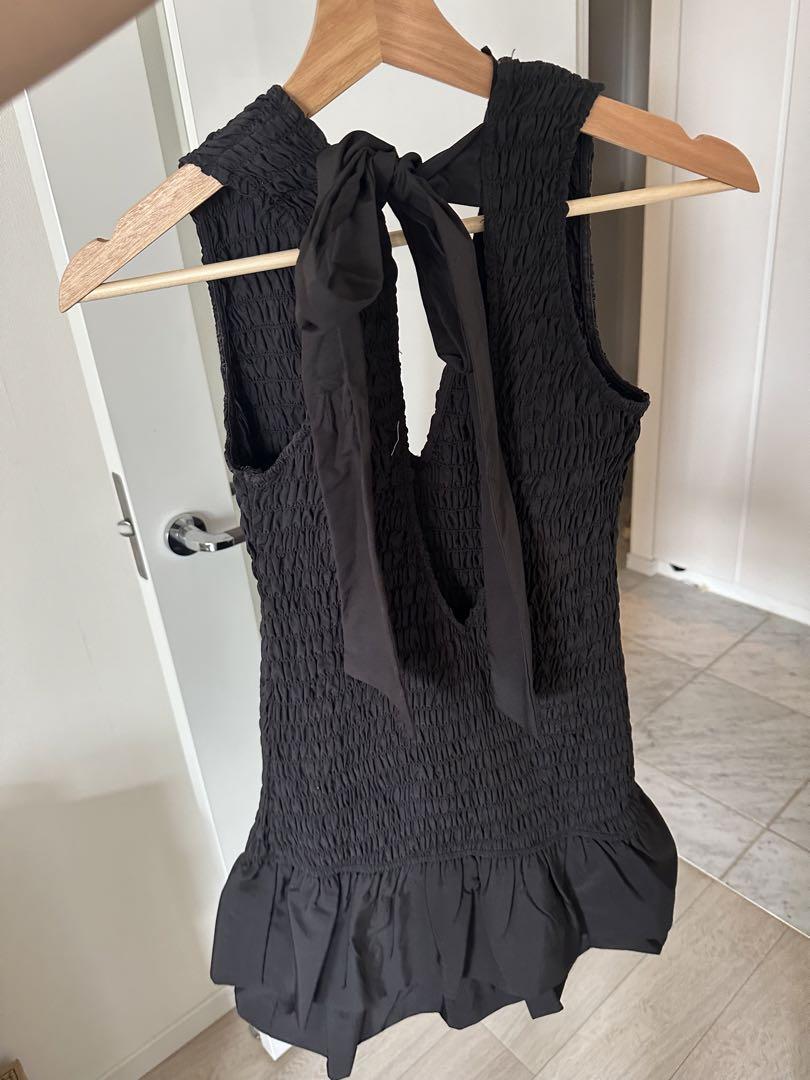ZARA☆フリル付きショート丈デニム風ワンピース Z1975 デニムミディ丈ストラップワンピース - ブルー | ZARA