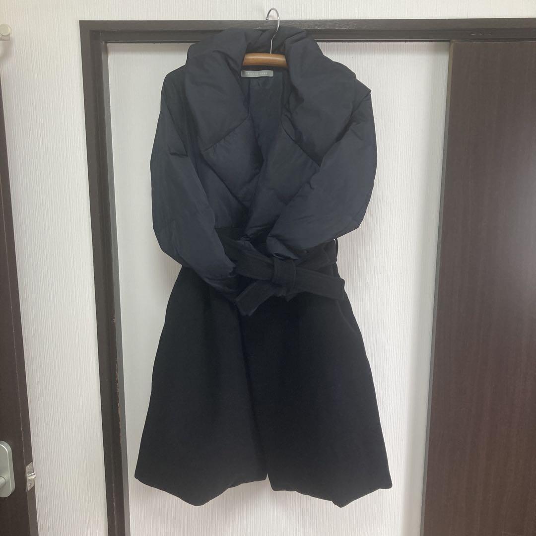theory luxe ブラックダウンロングコート
