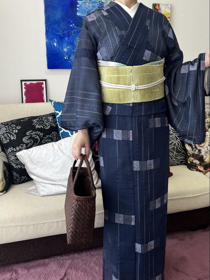 化繊紗紬 洗える夏着物