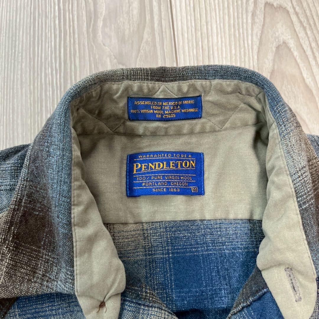 【極上配色】90's PENDLETON オンブレチェック ウエスタンシャツ M