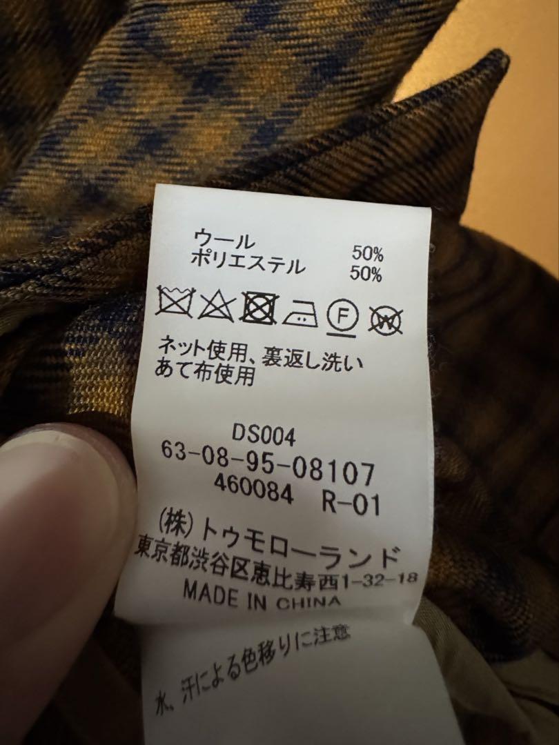 TOMMOROW LAND ウールシャツコート　チェック　Sサイズ　ブラウン系