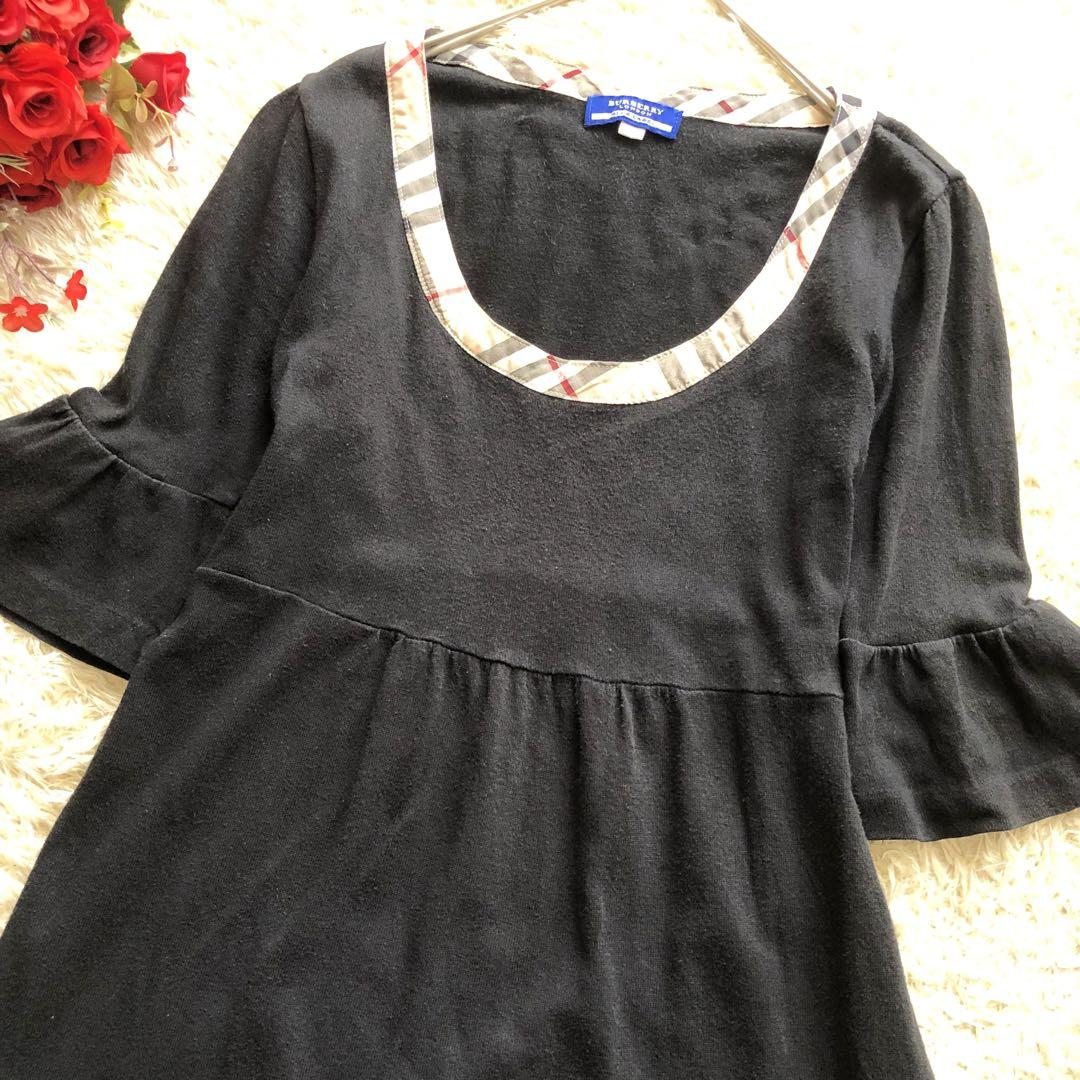【BURBERRY BLUE LABEL】ノバチェック パフスリーブ ホース刺繍 BURBERRY BLUE LABEL】ノバチェック パフスリーブ ホース刺繍