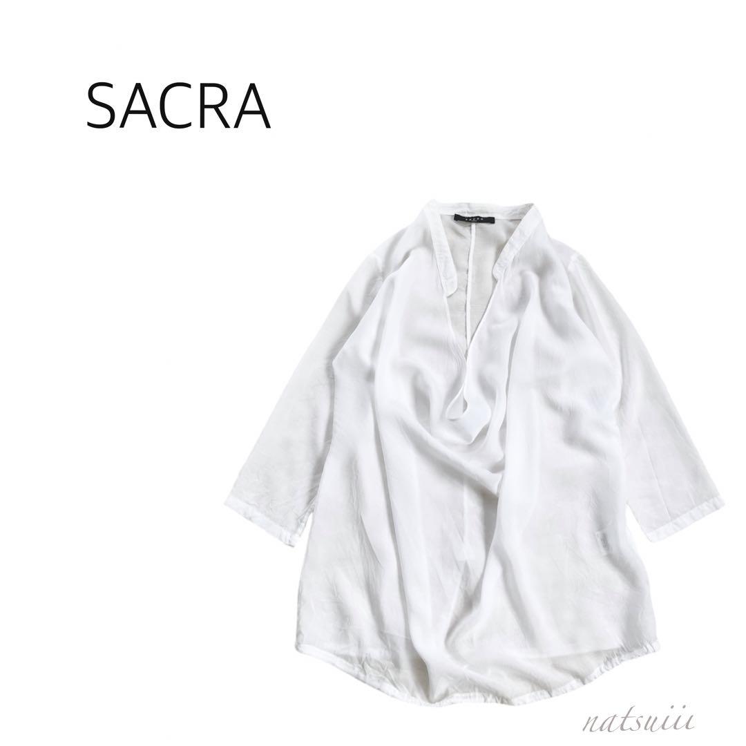 SACRA サクラ . ドレープ シャツ 白 ブラウス エストネーション 購入
