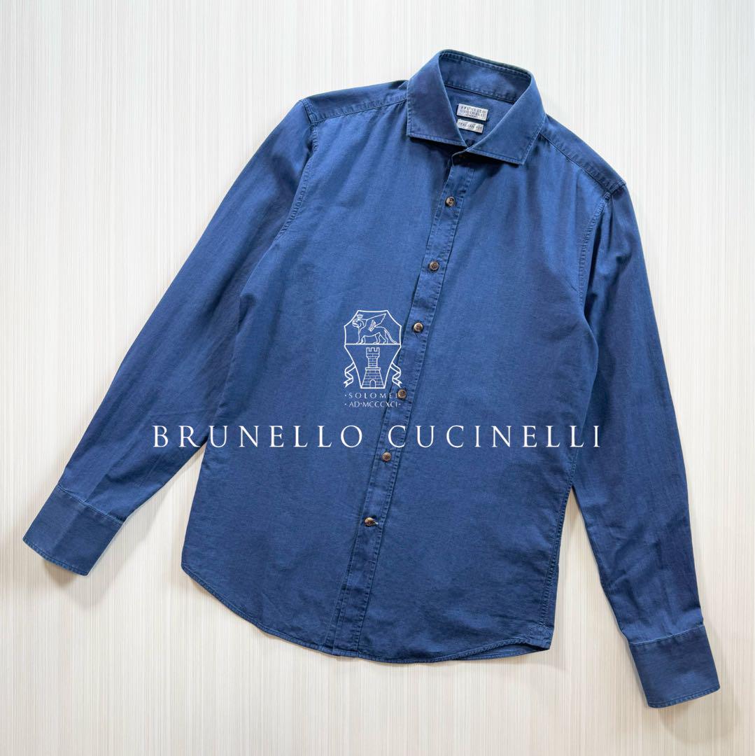 【BRUNELLCUCINELL】ブルネロクチネリ M シャツ 長袖 ブルー Q14☆美品☆極上コットンシャツ ブルネロクチネリ ブルー - メルカリ