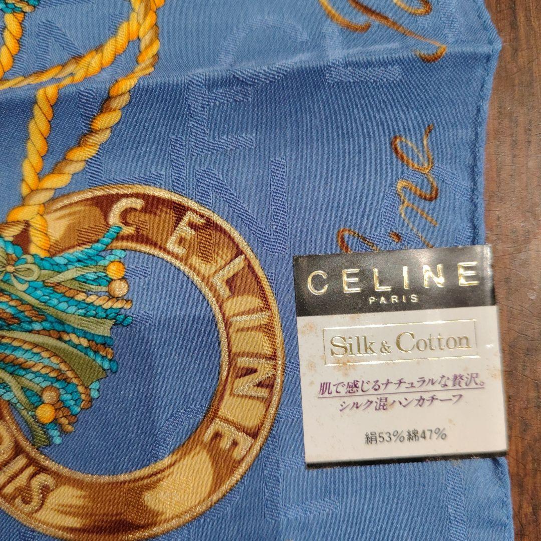 新品未使用 CELINE シルク混 大判ハンカチ ミニスカーフ レース