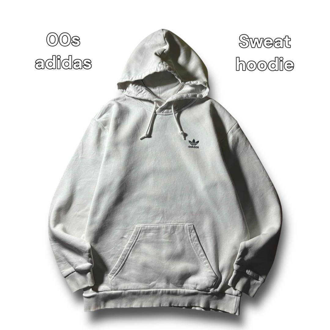 【00s】adidas パーカー ワンポイント トレフォイル ホワイト