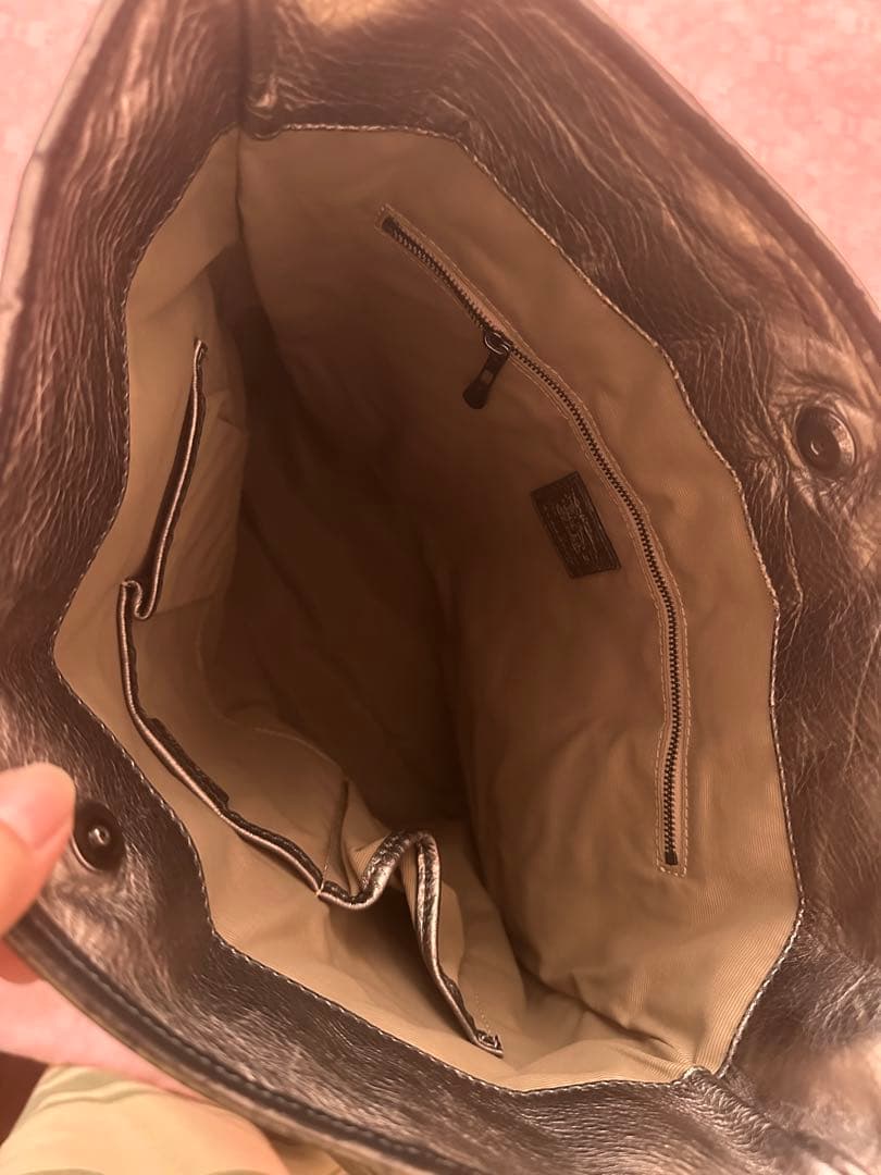 立体装飾ブラウン トートバッグ 42.5cm