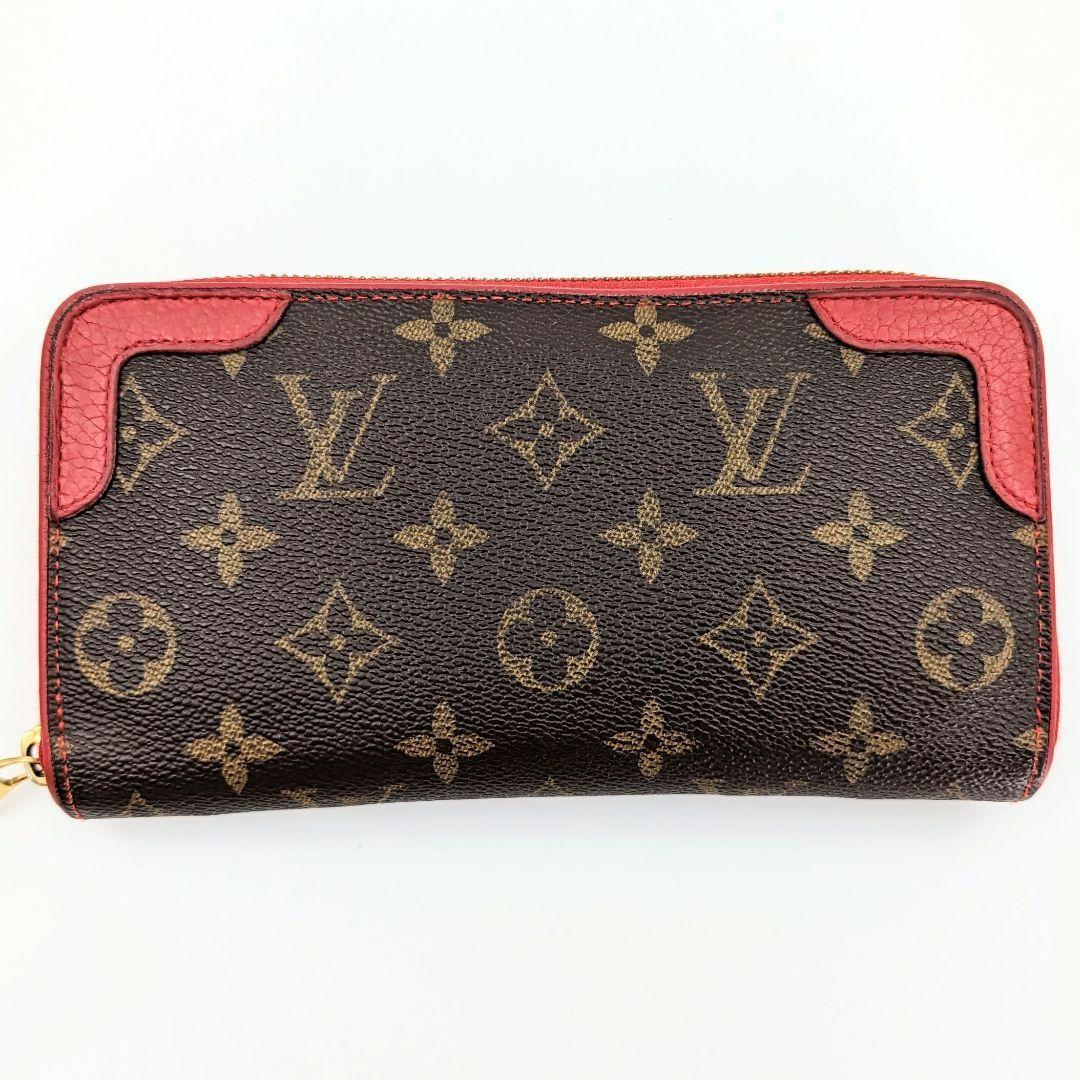 【美品】ルイヴィトン モノグラム レティーロ ジッピーウォレット 財布 レッド