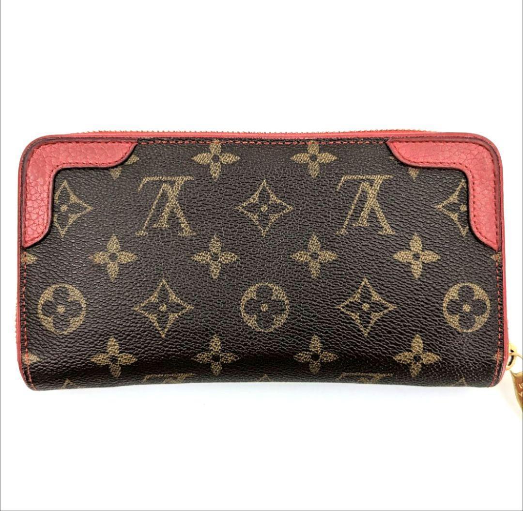 【美品】ルイヴィトン モノグラム レティーロ ジッピーウォレット 財布 レッド