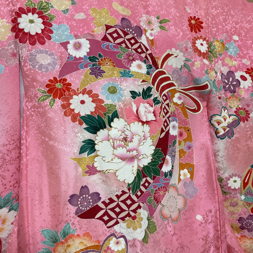 正絹 アンティーク着物 女の子 お宮参り 七五三 ◇薬玉 扇 鞠 古典柄 ❤️定価45000円七五三 着物 女の子玉百合お祝い着宮参正絹御祝着