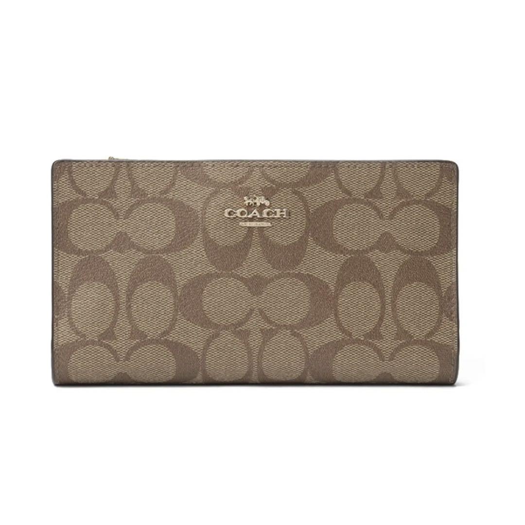 COACH スリム ジップ ウォレット シグネチャー キャンバス