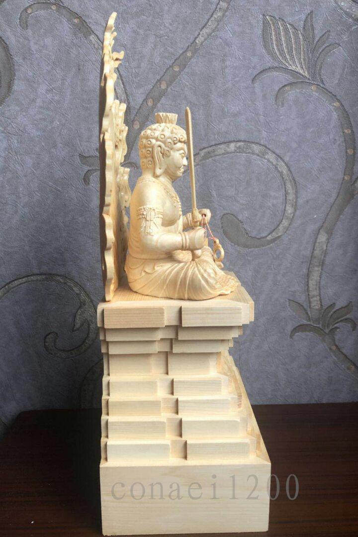 仏教工芸品 極上品 孔雀明王菩薩 仏師彫り 木彫仏像 細工精彫 招財開運