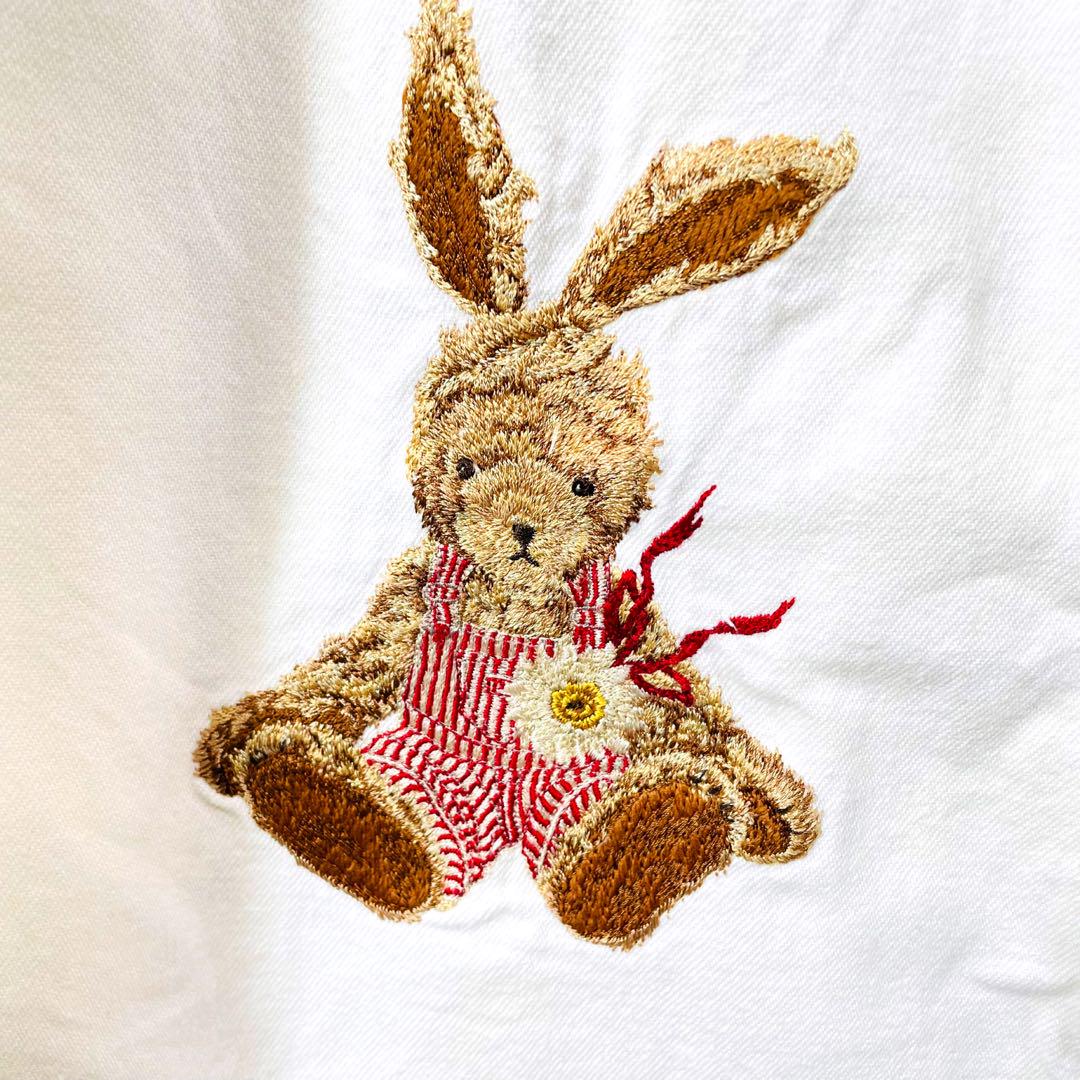 PINK HOUSE ウサギ刺繍オーバーオール PINK HOUSE ピンクハウス うさぎ刺繍入り オーバーオール サロペット