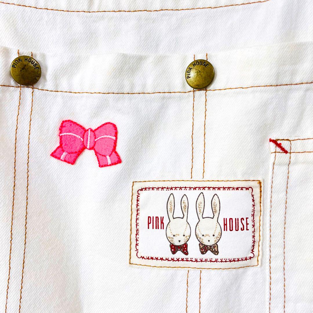 PINK HOUSE ウサギ刺繍オーバーオール PINK HOUSE ピンクハウス うさぎ刺繍入り オーバーオール サロペット