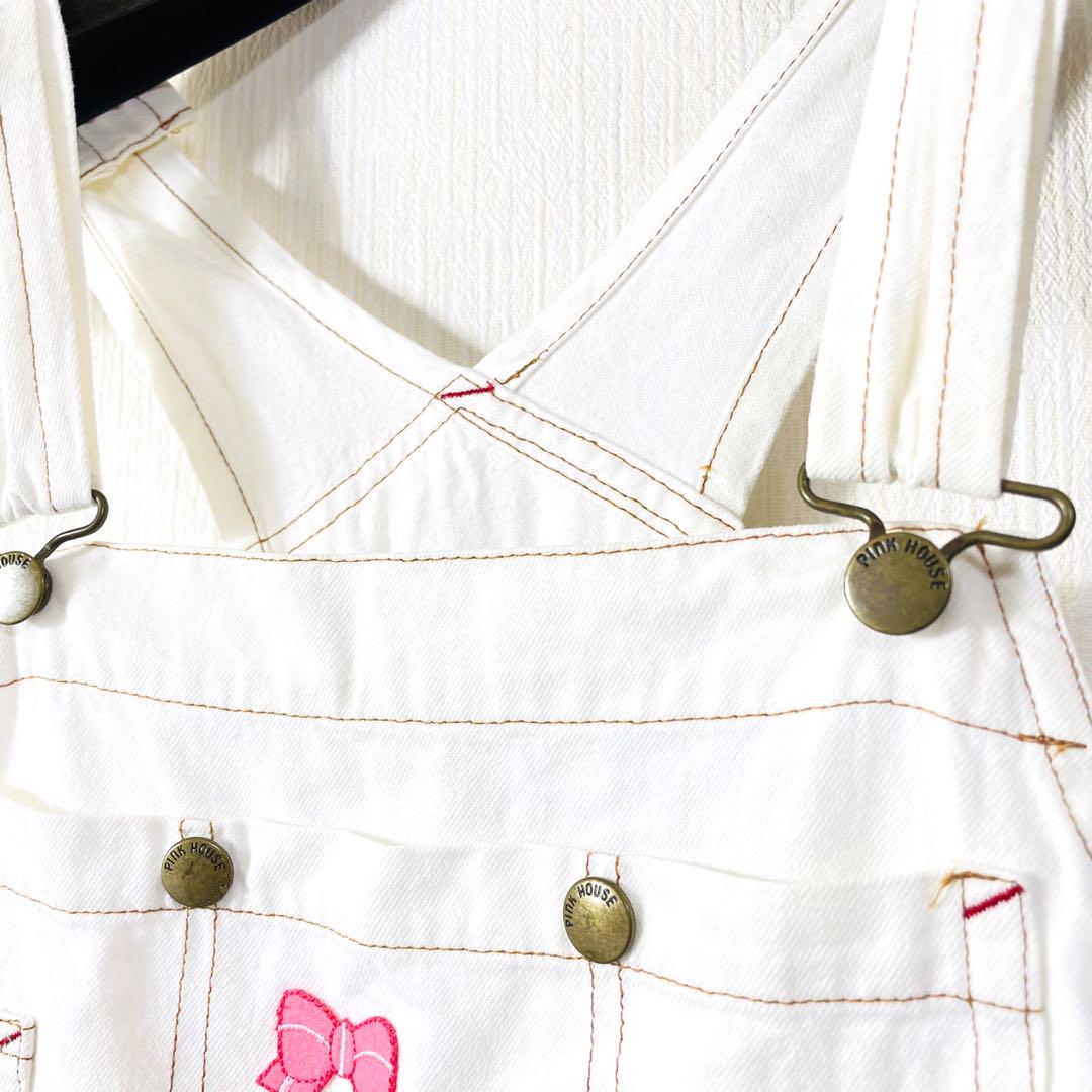 PINK HOUSE ウサギ刺繍オーバーオール PINK HOUSE ピンクハウス うさぎ刺繍入り オーバーオール サロペット