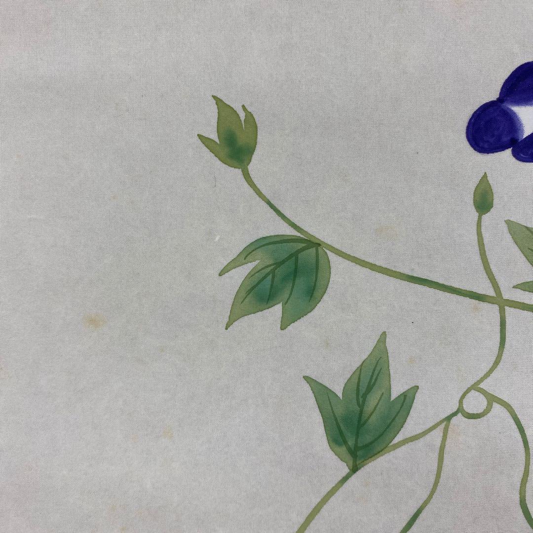 美品 掛け軸 中村竹庭作 朝顔に鶺鴒図 共箱 花鳥 夏掛け