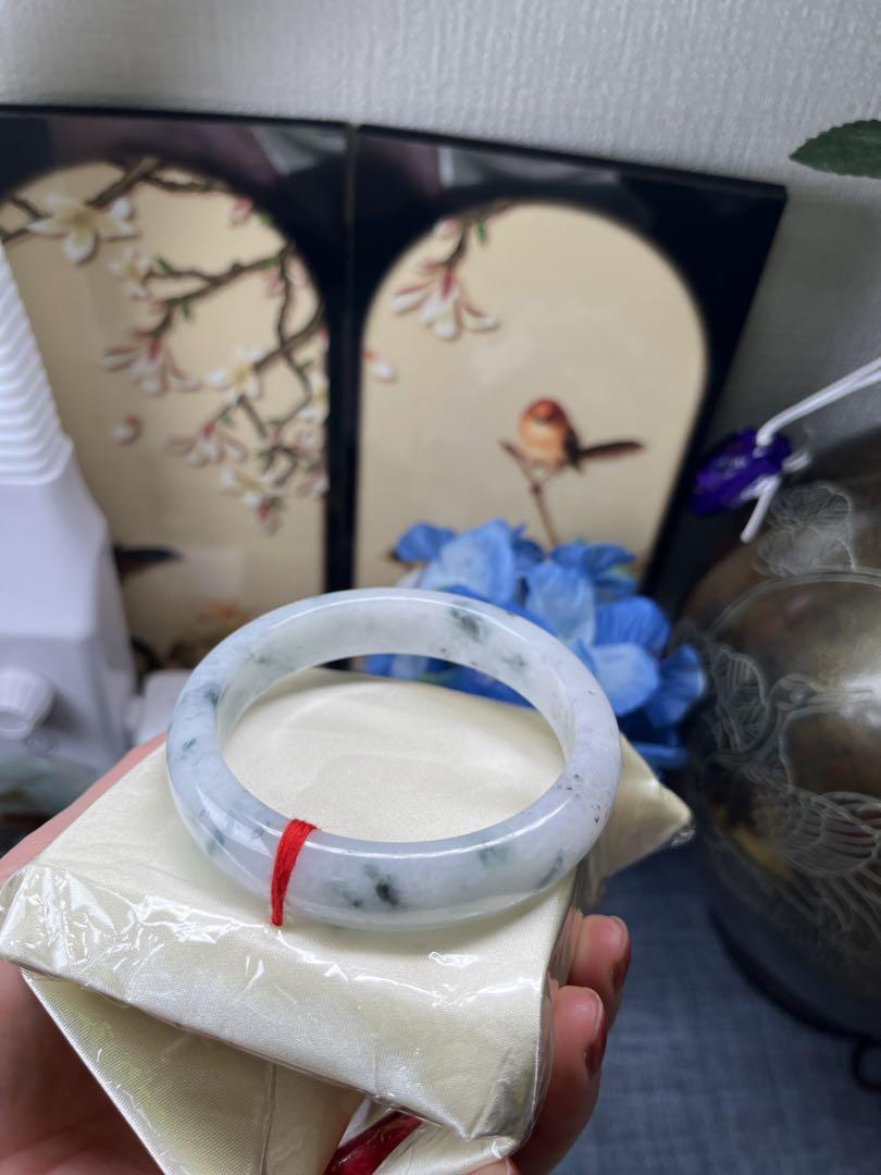 天然A貨翡翠 トロトロ藍花入り特色乌鶏バングル