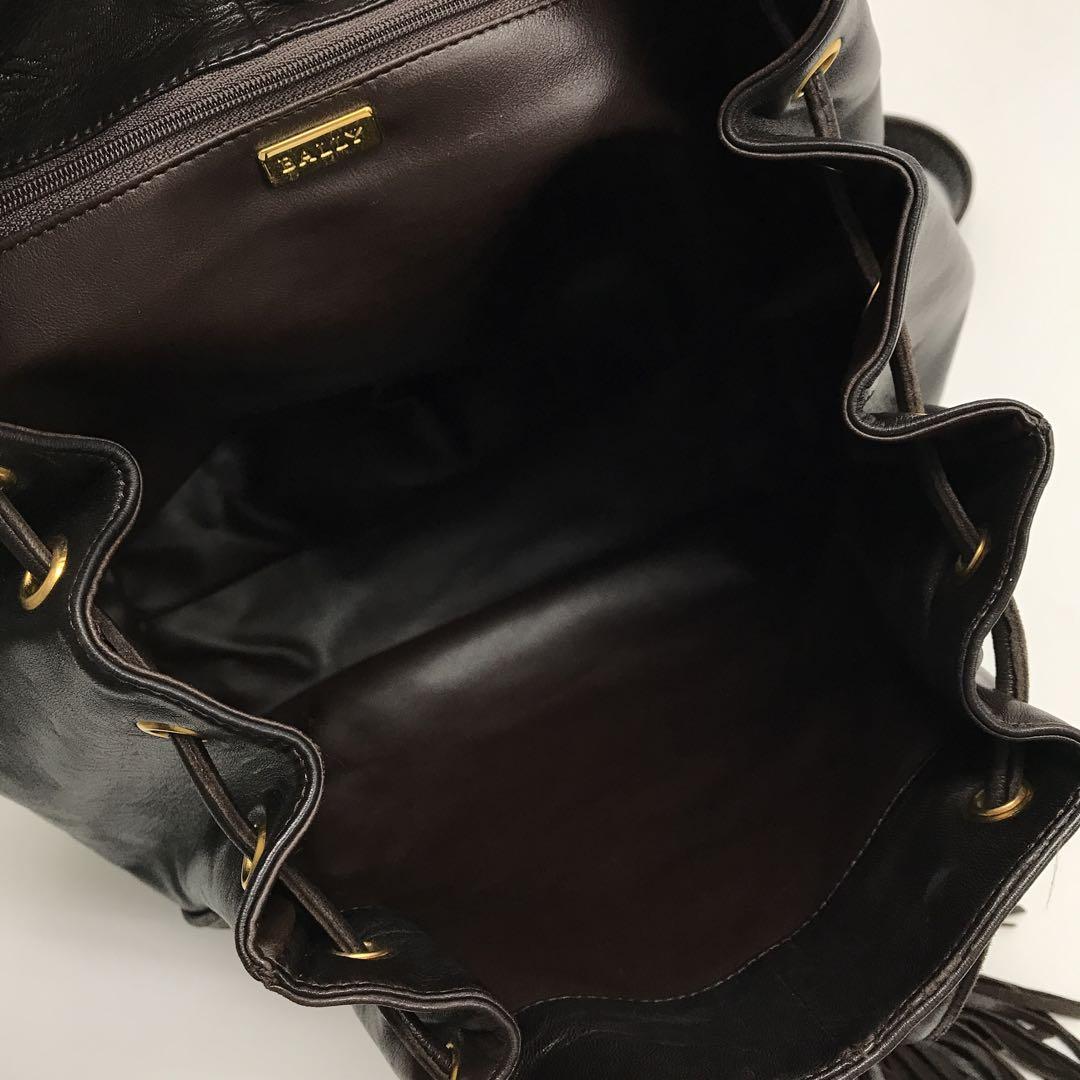 ☆美品☆BALLY 編み込みレザー リュック ダークブラウン イタリア製