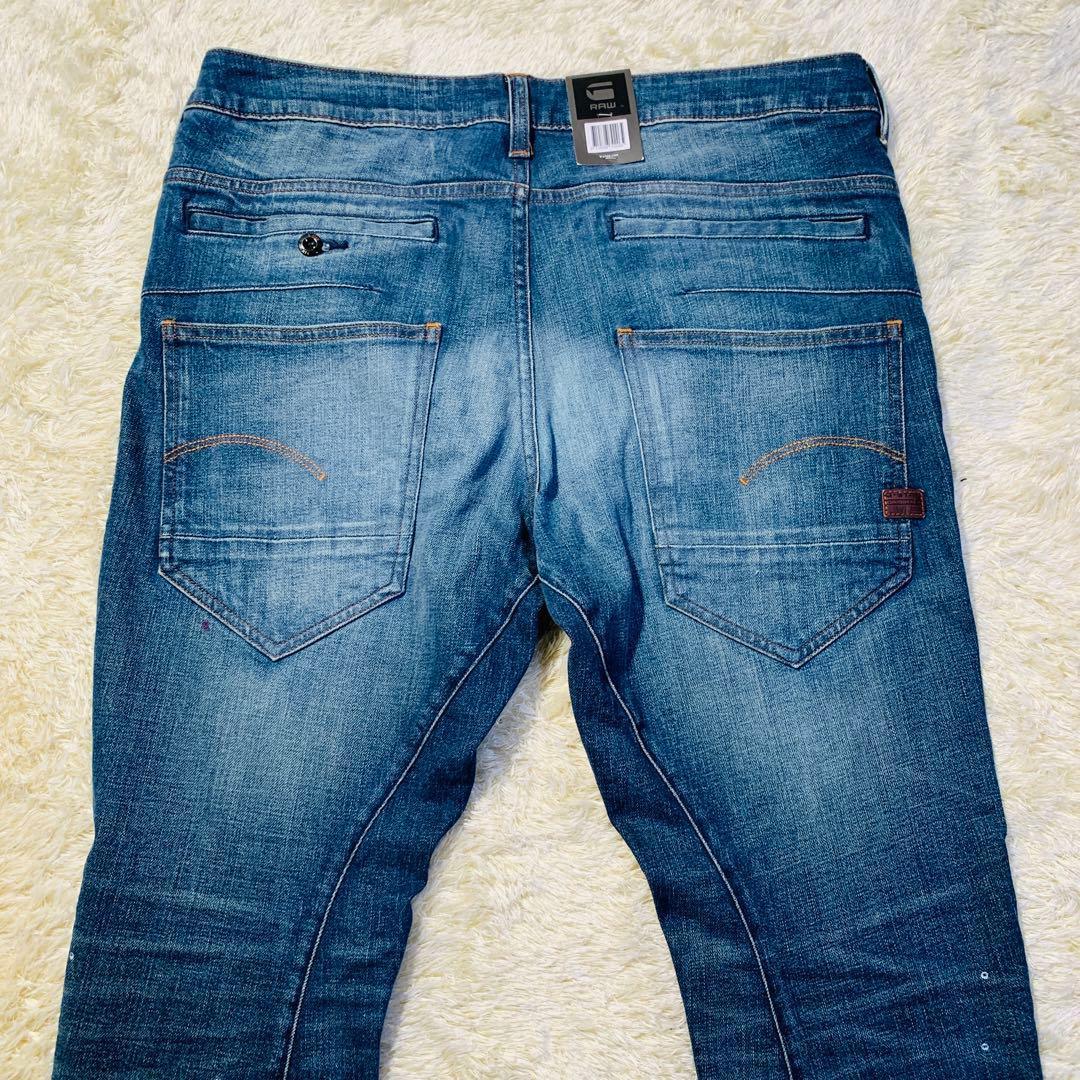 【未使用】「G-STAR RAW」D-STAQ　3Dスリム　ダメージ加工　W34
